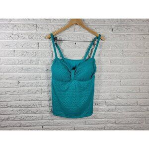 Catalina Womens Swim Top 2X Plus Adjustable Spaghetti Strap Aqua Blue BLU140E